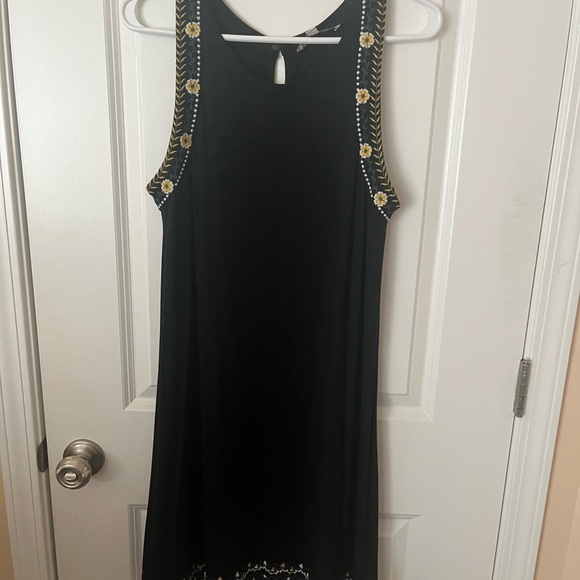 LOFT Dresses & Skirts - LOFT Black Midi Dress with Floral Accents